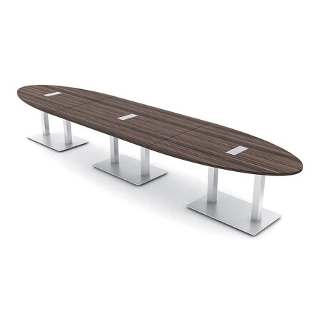 Skutchi Designs Oval Conference Table With Power, 48 in W, 216 in L, Brown HAR-OVL-48X216-DOU-H3041-ESIL