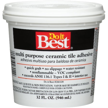 Do It Best Off-Wht Multi Purpose Ceramic Tile Adhesive, Quart 7079826012