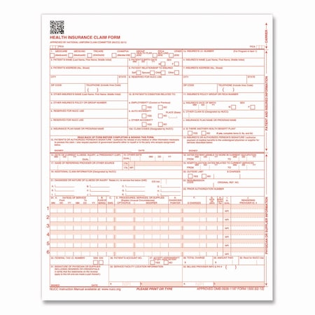 Complyright CMS-1500 Health Insurance Claim Form, One-Part No Copies, 8.5 x 11, 1000PK CMS12LC1