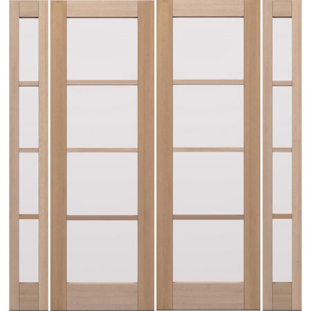 Doornmore G10402, 95" x 98" ( 2x32" Door + 2x12" Side) Left Hand, Mahogany SDL 4 Lite Exterior Door G10402-SW-3296-G104-SL_2-2_LI