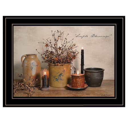 Homeroots Simple Blessings 2 Black Framed Print Wall Art 404381