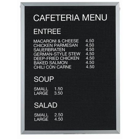 Aarco Framed Letter Board Message Center , Frame is Aluminum, Letter Board is Black Felt, 48''Hx36''W BOFD4836