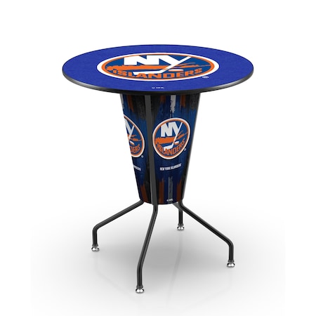 Holland Bar Stool Co Lighted 42" Black New York Islanders Pub Table L218B42NYIsln36RNYIsln