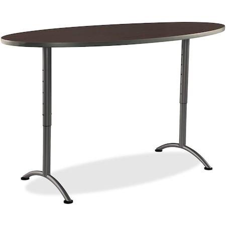 Iceberg ARC Oval Adjustable Height Sit-to-Stand Table, Grey Walnut Top, 36 in W x 72 in L 69624