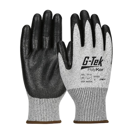 G-Tek Seamless Knit PolyKor Blended Glove with Nitrile Coated MicroSurface Grip on Palm & Fingers, 12PK 5181