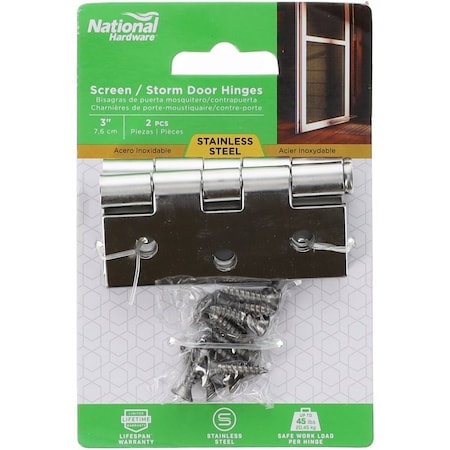 National Hardware SCREEN DOOR HINGE SS 3X2-1/2IN, 2PK N185-701