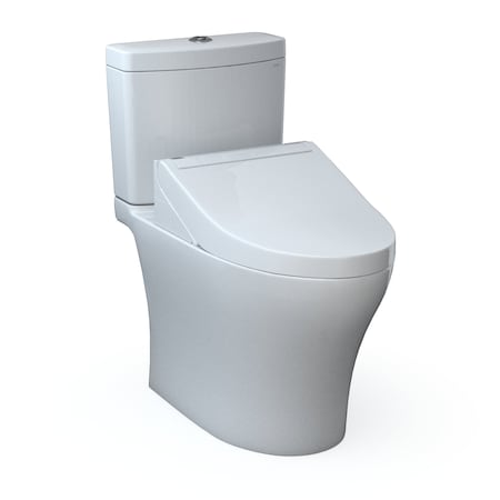 Toto Aquia IV 0.9/1.28 GPF Dual Flush Two Piece Elongated Toilet, Push Button Flush, Bidet Seat MW4463084CEMGN01