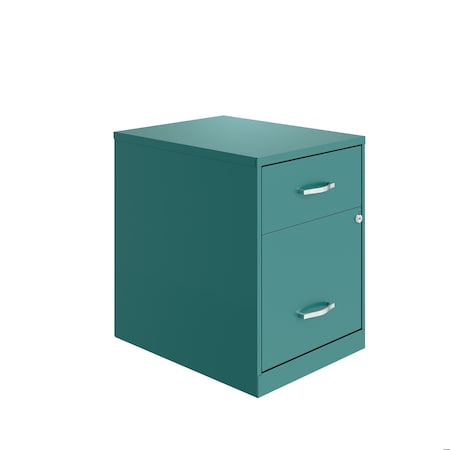 Space Solutions 14.25 in W 2 Drawer Vertical File Cabinet W/ Accessory Drawer, Teal 25967