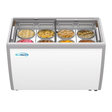 Koolmore 50 in. 8 Tub Ice Cream Dipping Cabinet Display Freezer with Sliding Glass Door, 13 cu. ft. KM-ICD-49SD