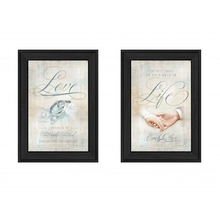 Homeroots Set Of Two Love 1 Black Framed Print Wall Art, 2PK 405641