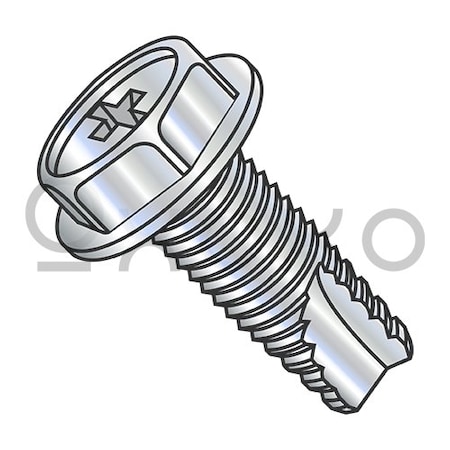 Oxoxo 8-32X1/2 Phillips Indented Hex Washer Thread Cutting Screw Type 23 Fully Threaded Zinc, 10000PK 481322