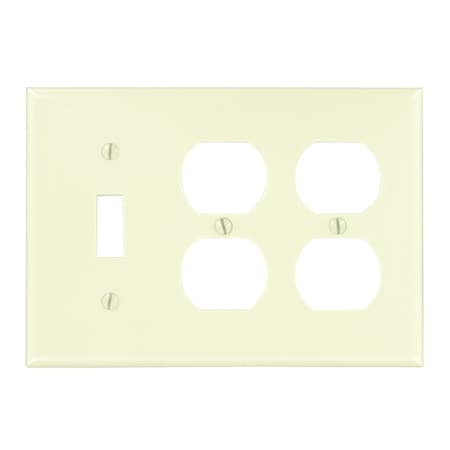 Leviton Combination Wallplate, Standard Size, Gang 3, Ivory 86047