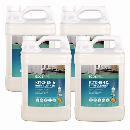 Ecos Pro Parsley Plus All-Purpose Kitchen and Bathroom Cleaner, Herbal Scent, 1 gal Bottle, 4PK PL974604CT