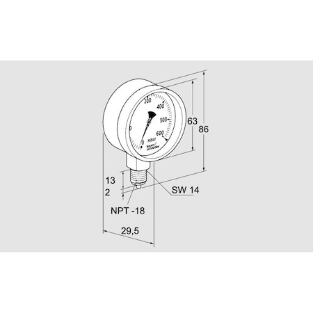 Honeywell Kromschroder Bourdon Tube Pressure Gauge RFM P60TNB63 KS03200191
