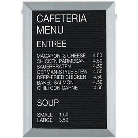 Aarco Framed Letter Board Message Center , Frame is Aluminum, Letter Board is Black Felt, 18''Hx12''W BOFD1812