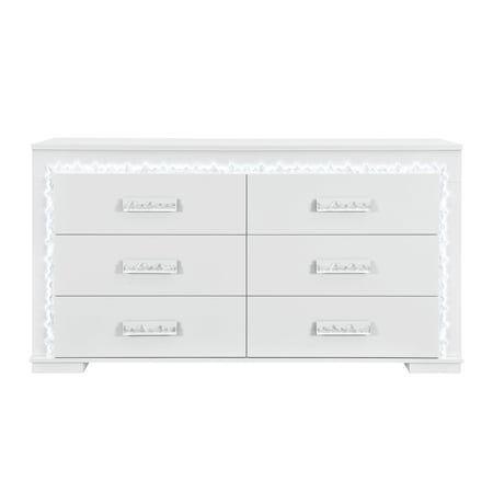 Global Furniture Usa Contemporary Naomi Silver Marble Dresser With Led NAOMI-SILVER MARBLE-DR W/ LED