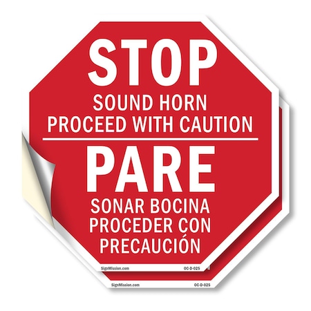 Signmission Stopsound Horn Proceed with Caution, 10 inch X 10 inch, Vinyl Decal, 2PK OC-D-2PACK-10-25