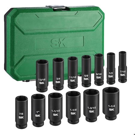 Sk 13 Piece 1/2in Impact Deep Socket Set-SAE SK01352