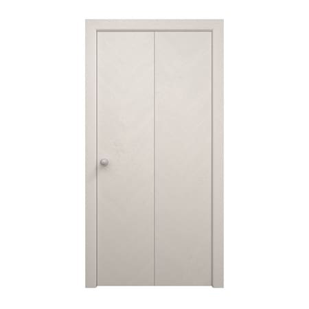 Sartodoors Sliding Closet Bi-fold Doors 60 x 84 inches, Ego 5005 Painted White Oak, Sturdy Tracks Moldings Tr EGO5005BF-PWO-60x84 (2* 30x84)