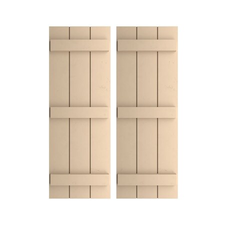 Ekena Millwork Rustic Three Board Joined Board-n-Batten Smooth Faux Wood Shutters, 16 1/2W x 68H, PR SHUBJS16X68SMPR