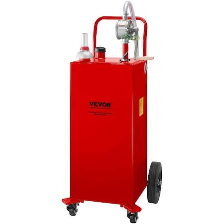 Vevor Fuel Caddy Fuel Storage Tank 30 Gallon 4 Wheels with Manuel Pump, Red VV-SYJYC-013