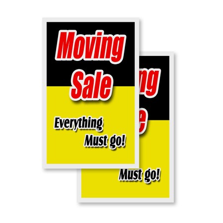 Signmission Moving Sale Everything Must Go!, Vinyl Decals Only 24 Inch x 36 Inch, Vinyl Decal, 2PK DSB-2436-2PACK-MovingSaleEverythingMustG