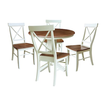 Whitewood Industries Rectangular Extension Dining Table W/ 4 Chairs, 36 in W, 30.1 in L, 48 in H, Parawood, 5 K79-36RXT-23B-C613-4