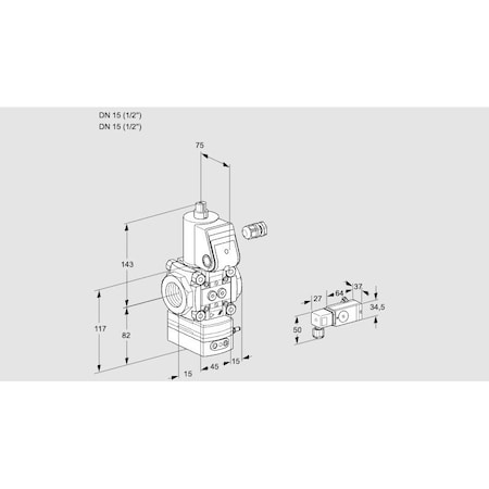 Honeywell Kromschroder Gas Pressure Regulator with Solenoid Valve, DN15, 24V DC, IP65 Rated KS88021137