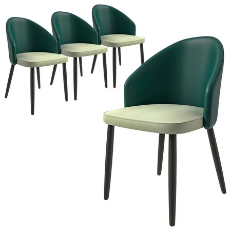 Leisuremod Paradiso Collection Modern Dining Seat in Green, with Light Grey Fabric Seat, 4PK PC50GLGR4