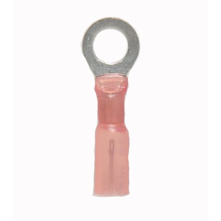 Hillsdale Terminal Ring Terminal, 1/4 in Stud Size, 18 AWG, 600 V, Crimp Termination with Heat Shrink, 250 PK 40044