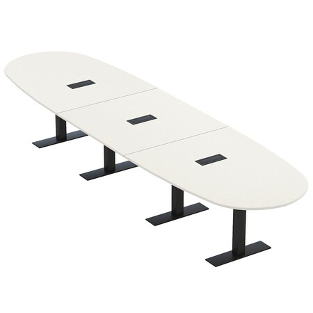 Skutchi Designs 16 Person Conference Table With Power Unit | 16' Boval Table | Harmony Series HAR-BOVL-48X192-T.BK-W960-EBLK