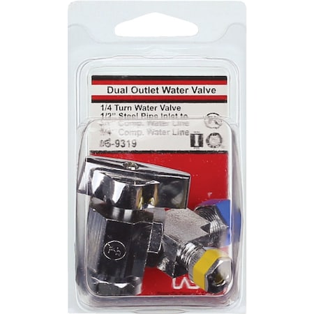 Westlake Pipe & Fittings 1/2'' IPx3/8'' Compression x1/4'' Compression Quarter Turn Angle Valve 6/1/9319