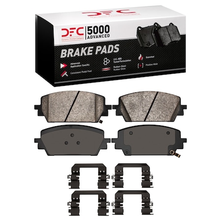 Dynamic Friction Co DFC 5000 Advanced Brake Pads - Ceramic and Hardware Kit 1551-2380-01