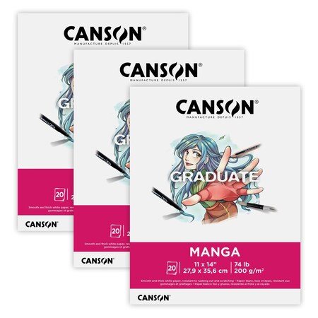 Canson Graduate Manga Pad, Foldover Binding, 20 Sheet, 11x14 inch, 3PK C31250P071
