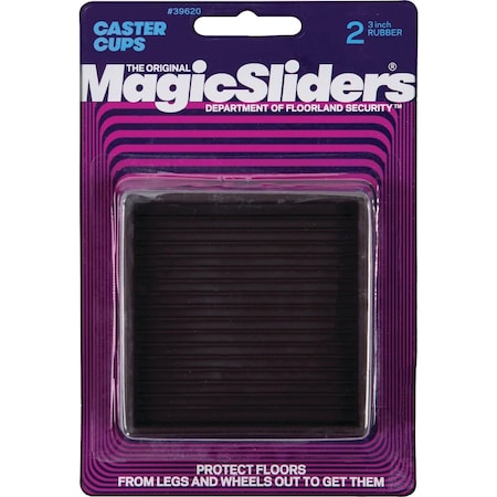 Magic Sliders 3'' Square Rubber Non-Skid Furniture Leg Cup, 2PK 39620