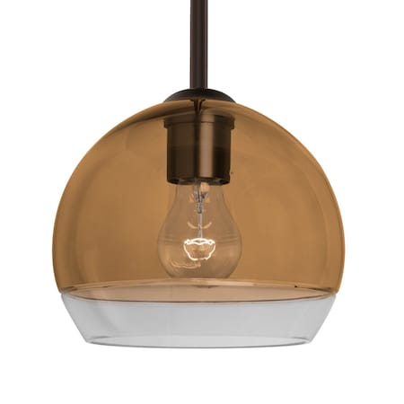 Besa Lighting Besa Ally 8 Stem Pendant, Amber/Clear, Bronze Finish, 1x 60W MAX E26 Base 1TT-ALLY8AM-BR