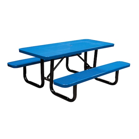 Leisure Craft 6' Standard Picnic Table, Perforated Metal, Portable, Blue T6XPP-PERF-BLUE