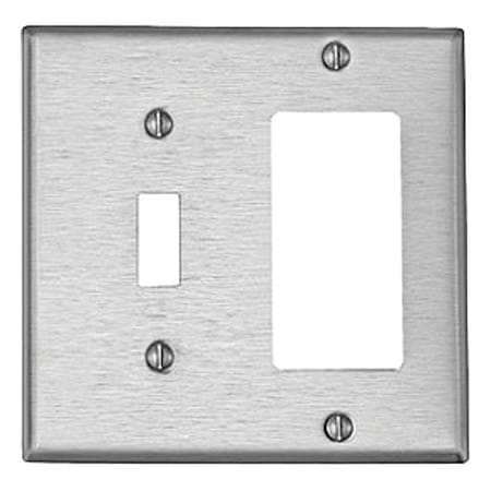 Leviton Wall Plate, Combination, Stainless Steel S126