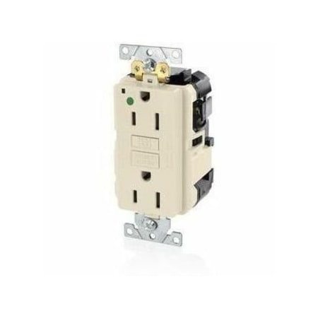 Leviton Self-Test GFCI Receptacle, Lev-Lok, 15 Amp, 125 VAC, 5-15R NEMA MGFN1-HGT