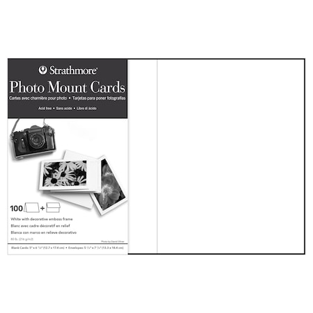 Strathmore Photo Mount Cards & Envelopes, Decorative Embossed Border, 5x6.875 inch, 100PK P105-680-1