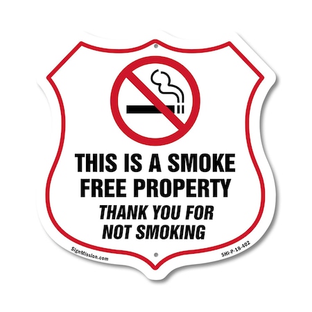 Signmission No Smoking Shield Sign This Is A Smoke F, 18 Inch X 18 Inch, Plastic Sign SHI-P-18-402