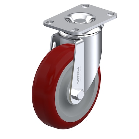 Pegasus Caster, Swivl Plate, Red Urethane, 300 lb. P12S-URP035K-12