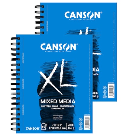 Canson XL Series Mixed Media Pad, Side Wire Binding, 60 Sheet, 7x10 inch, 2PK C100510926-06