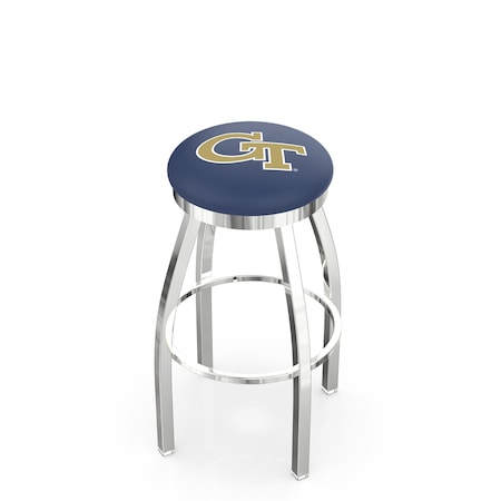 Holland Bar Stool Co 36" Chrome Georgia Tech Swivel Bar Stool, Accent Ring L8C2C36GATech