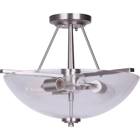 Home Impressions 15'' Brushed Nickel Semi-Flush Mount Ceiling Light Fixture Clear Glass ISF256A03BN-C