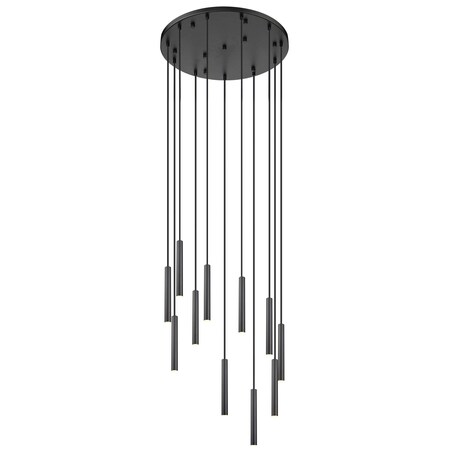 Z-Lite Forest 11 Light Chandelier, Matte Black, 24 In W x 12 In H 919MP12-11R-MB-LED