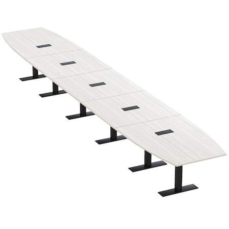 Skutchi Designs 22ft Boat Conference Table With Power | Harmony Series | 22 Person Meeting Room Table HAR-BOT-48X264-T.BK-WA7976-EBLK