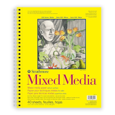 Strathmore 300 Series Mixed Media Pad, Side Wire Binding, 40 Sheet, 11x14 inch P362-11