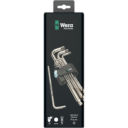Wera 3950/9 Hex-Plus Stainless 1 SB L-key set, metric, stainless, 9 pieces 5073544001