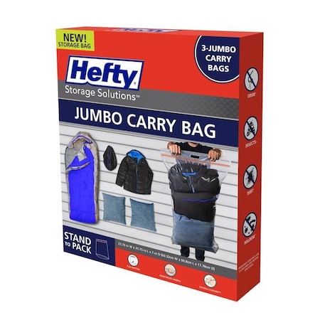 Hefty Clear Jumbo Carrying Bag, 3PK HFTPDQ70894636